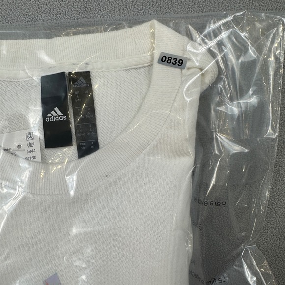 NWT Adidas Cropped Sweatshirt Womens S Crew Neck Logo Orange Purple Sweater - Picture 10 of 10